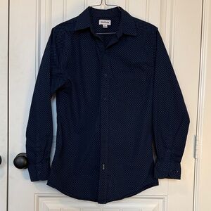 Haggar Men's Dark Blue Casual Button Down Shirt